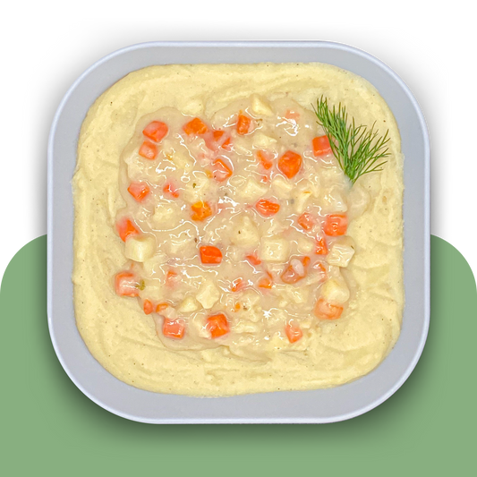 Kartoffel-Blumenkohlpüree mit Pastinake in Haferbéchamel