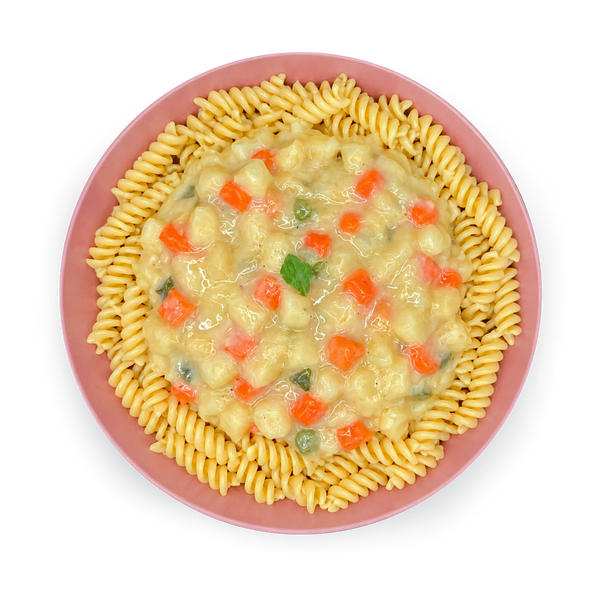 Bunte Spiralnudeln mit heller Gemüsesauce