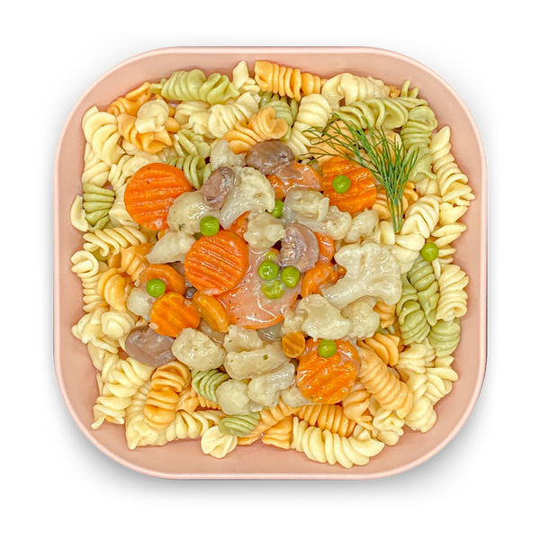 Bunte Spiralnudeln in Frühlingssauce
