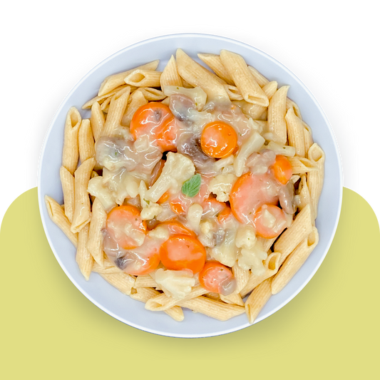 Pasta in Blumenkohl-Geschnetzeltem