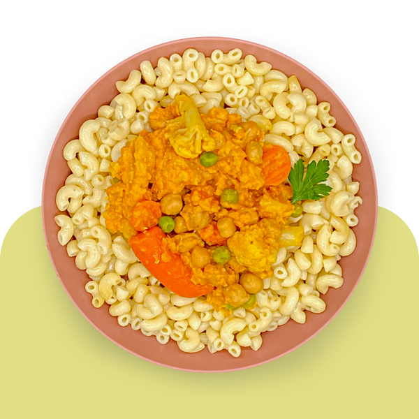 Pasta in gelbem Gemüse-Curry