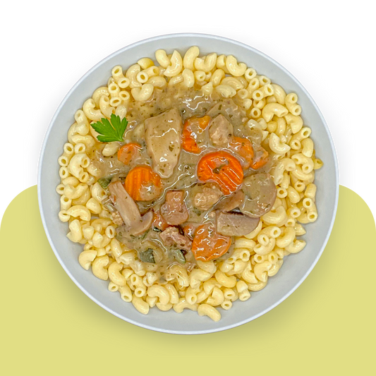 Pasta in Putengeschnetzeltem mit Gemüse