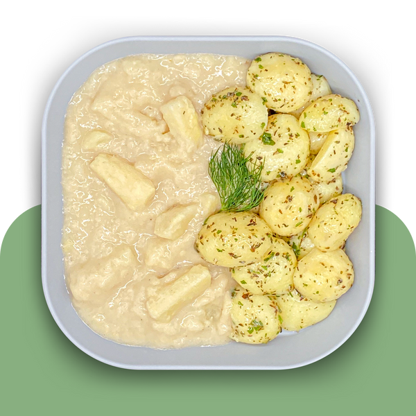 Petersilienkartoffeln mit Pastinake in Haferbéchamel
