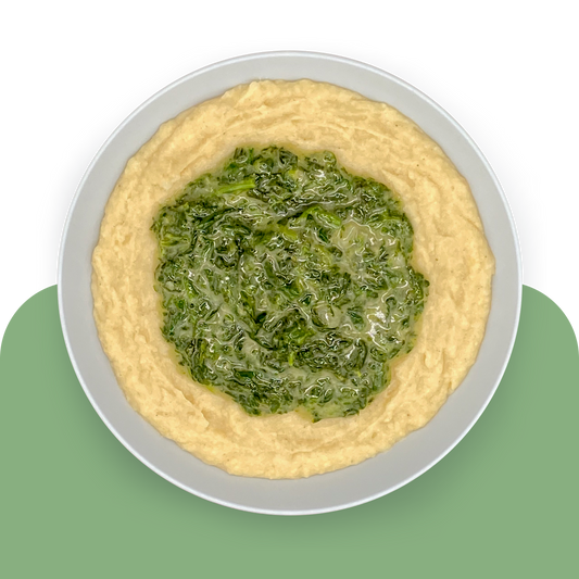 Kartoffel-Blumenkohlpüree mit Rahmspinat