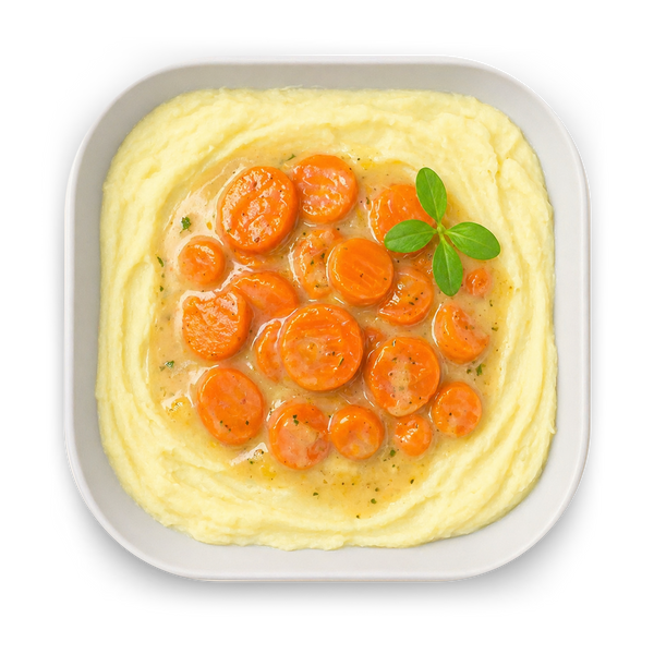 Kartoffelpüree mit cremigem Möhrengemüse