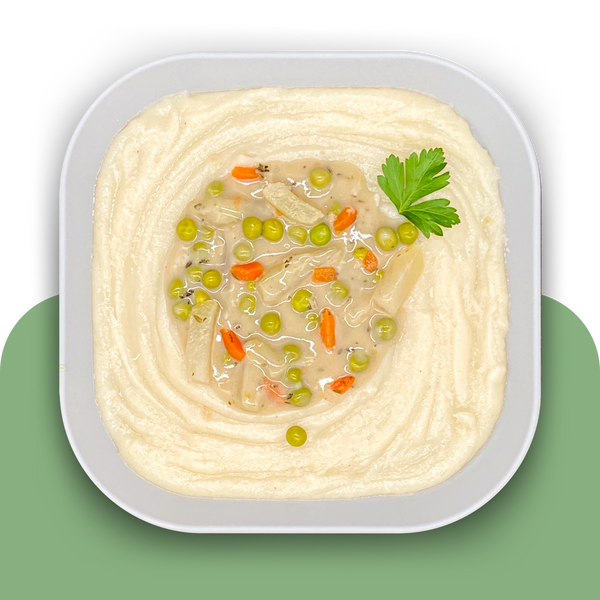Kartoffelpüree mit Kohlrabi-Erbsen-Gemüse