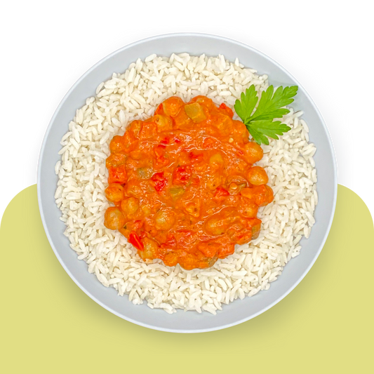 Reis mit kulinarischer Tomaten-Kokos-Kreation