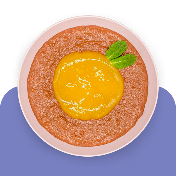 Kakao-Grießbrei mit Pfirsichsauce