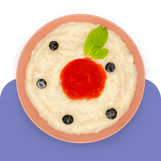 Mandel-Grießbrei mit Erdbeersauce