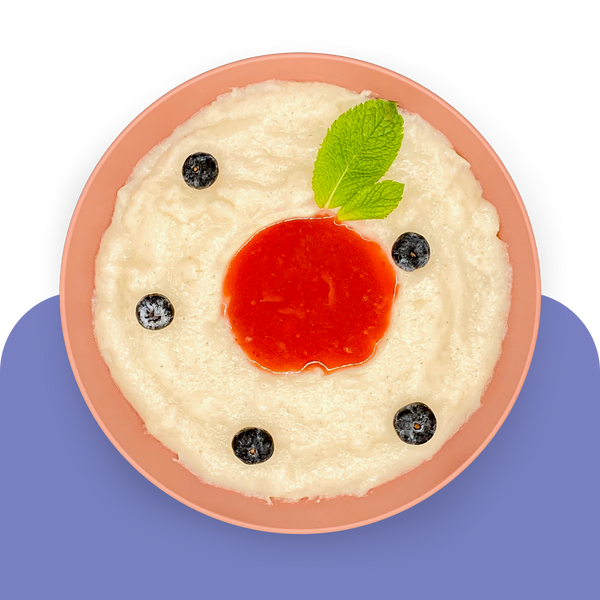 Mandel-Grießbrei mit Erdbeersauce