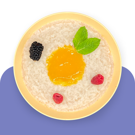 Mandel-Vanille-Grießbrei mit Pfirsichsauce