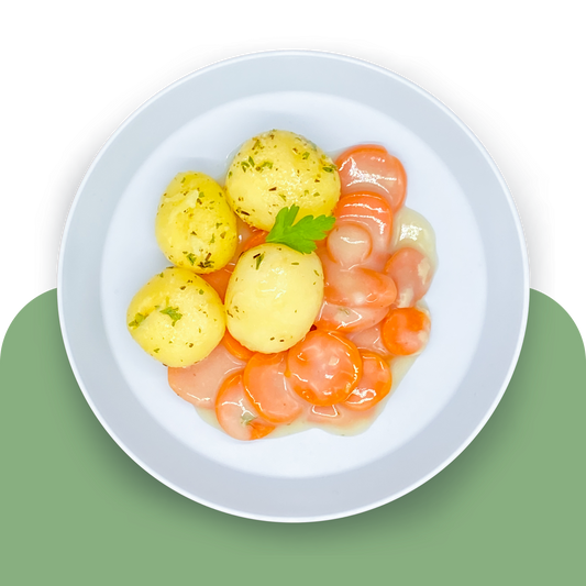 Mediterrane Kartoffeln mit cremigem Möhrengemüse