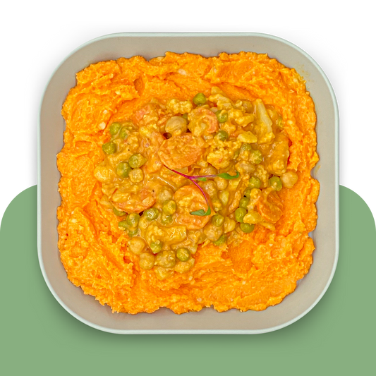 Kartoffel-Möhren-Püree mit Gemüsecurry